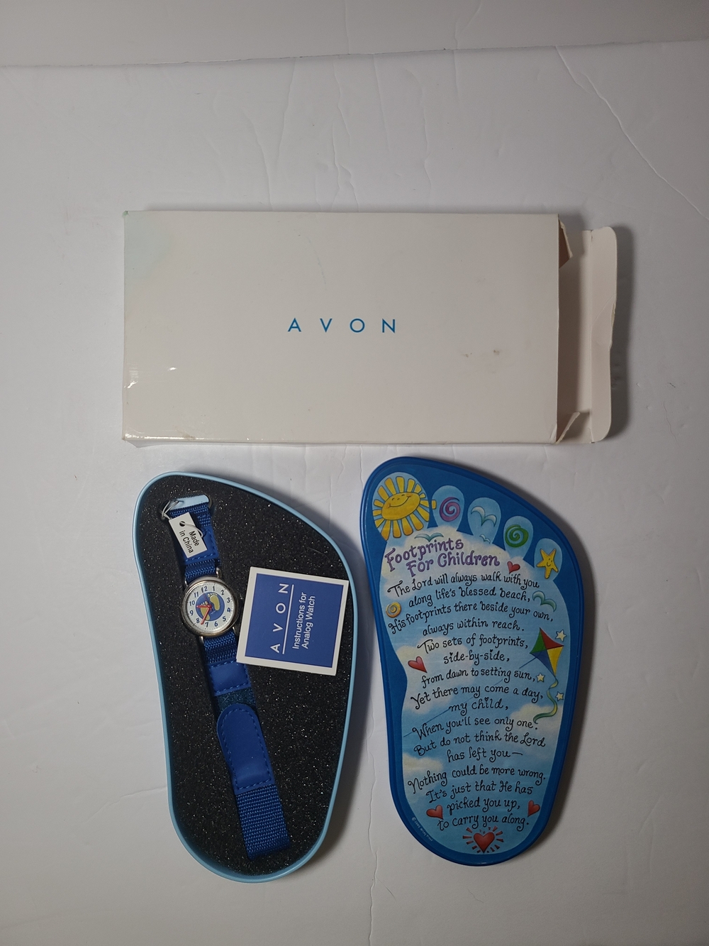 AVON Kids' Blue Footprint Watch and Tin Gift Set